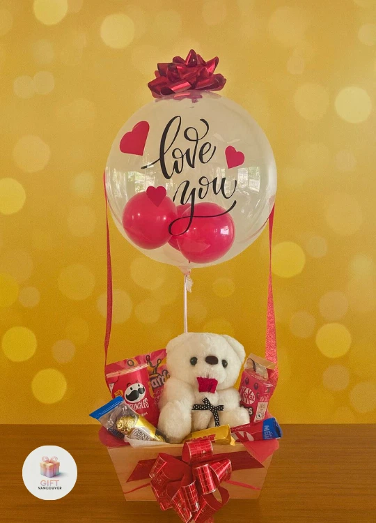 Romantic Love Gift Basket with Sweet Treats